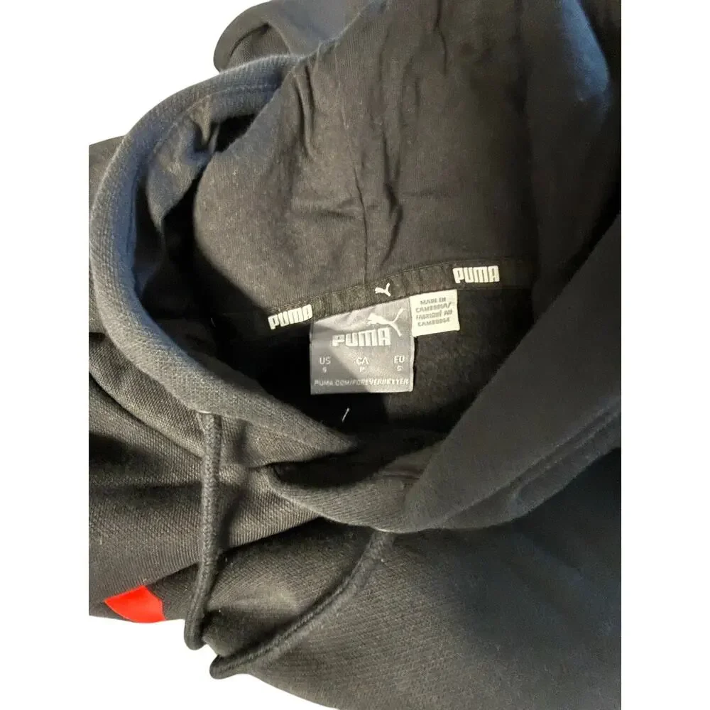 Puma Hoodie Mens Sweatshirt Black Size small red logo - Picture 7 of 10